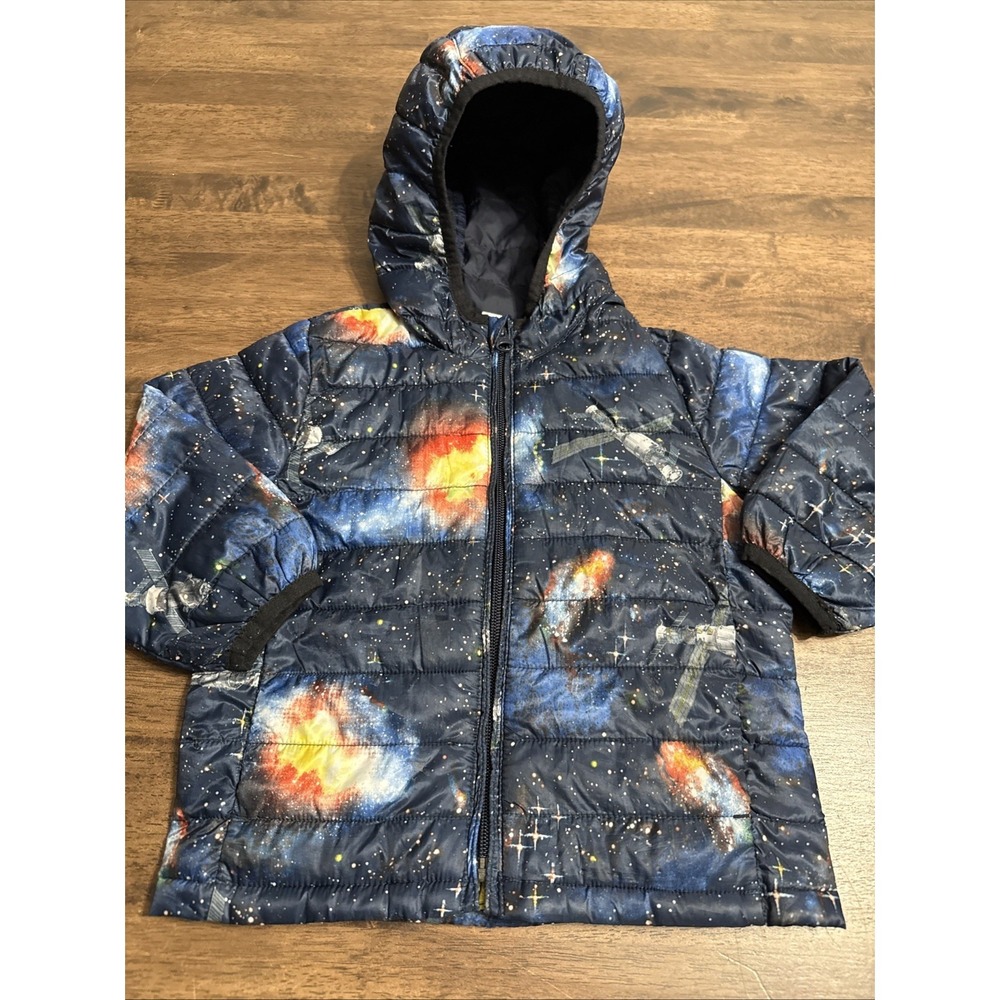Boys BABY GAP Puffer Jacket Coat Toddler Size 2 Years 2T Primaloft Space Galaxy